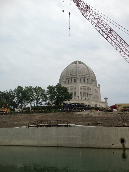 photo (7).jpg - Baha'i House of Worship, view from North Shore Channel. Shore area under construction
